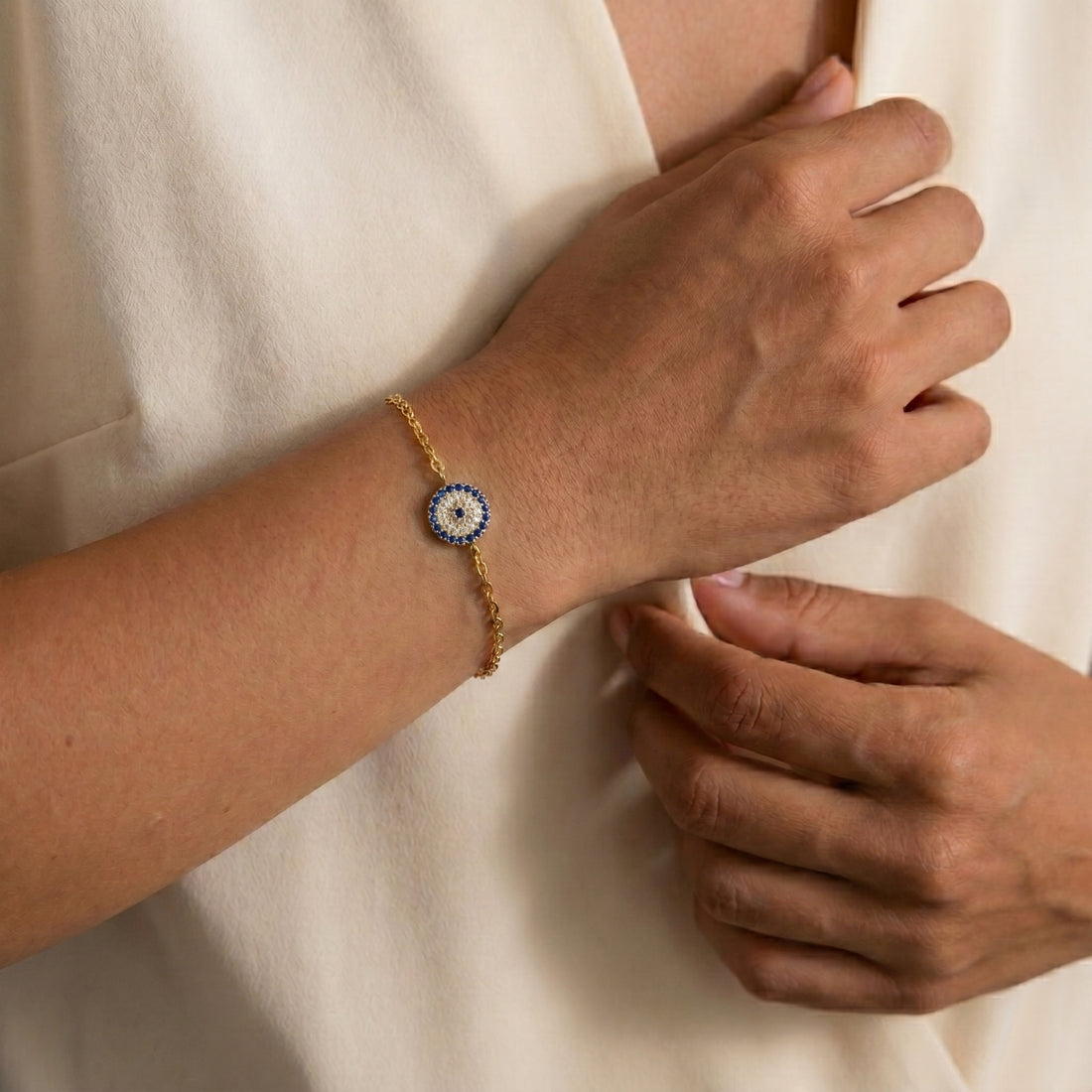 Nazar Boncuklu Zincir Bileklik | 14 Ayar Altın Kaplama LuvianaJewelry