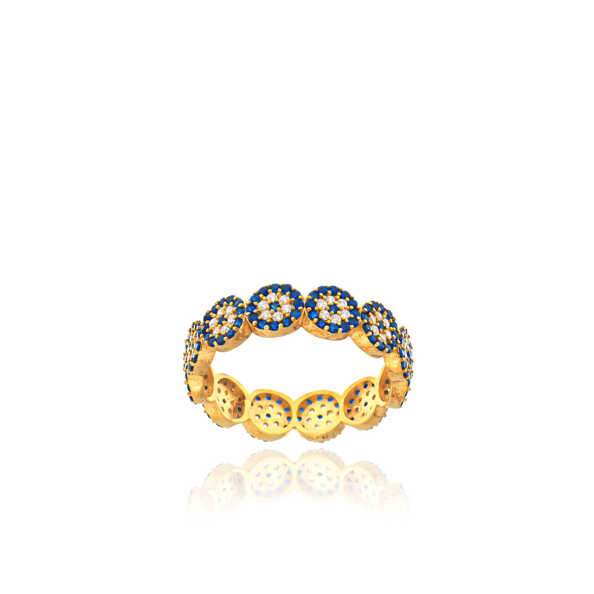 Sıralı Nazar Boncuklu Yüzük | 14 Ayar Altın Kaplama LuvianaJewelry