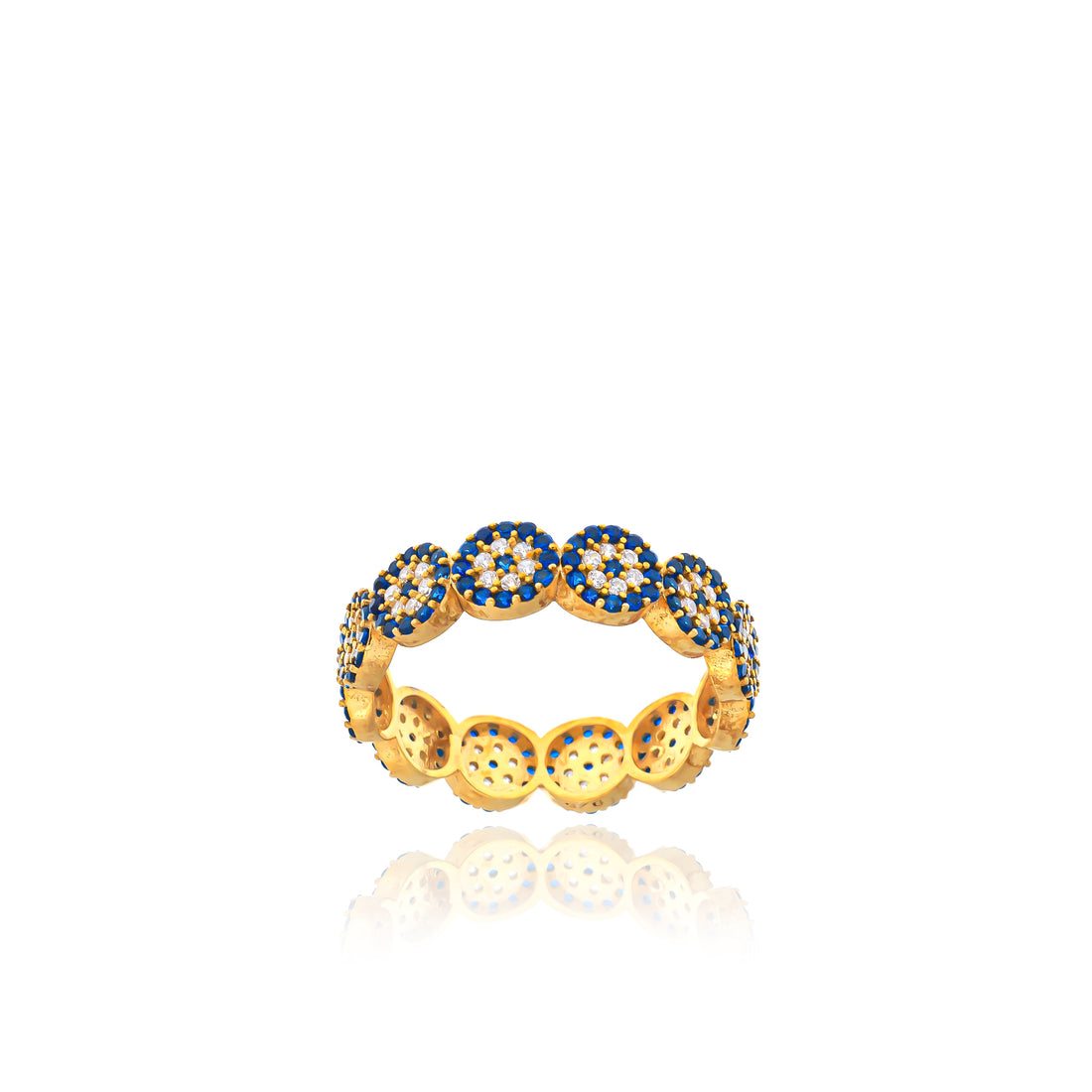 Sıralı Nazar Boncuklu Yüzük | 14 Ayar Altın Kaplama LuvianaJewelry