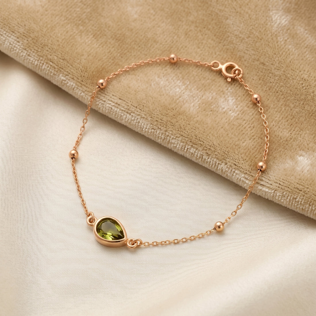 Damla Zirkon Doğum Taşlı Top Zincirli 925 Ayar Gümüş Bileklik LuvianaJewelry