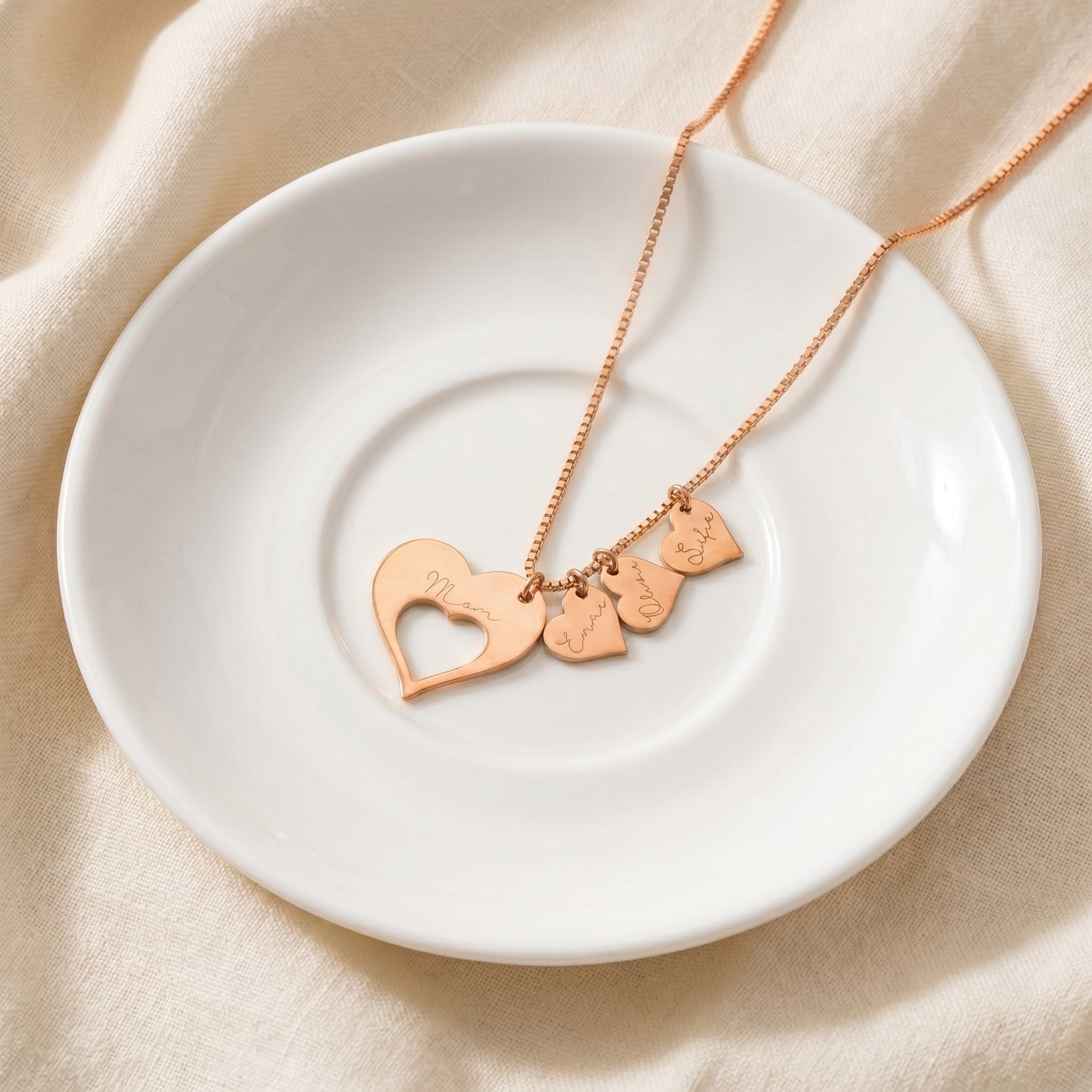 Kişiye Özel Kalpli Anne ve Çocuk İsim Kolyesi LuvianaJewelry