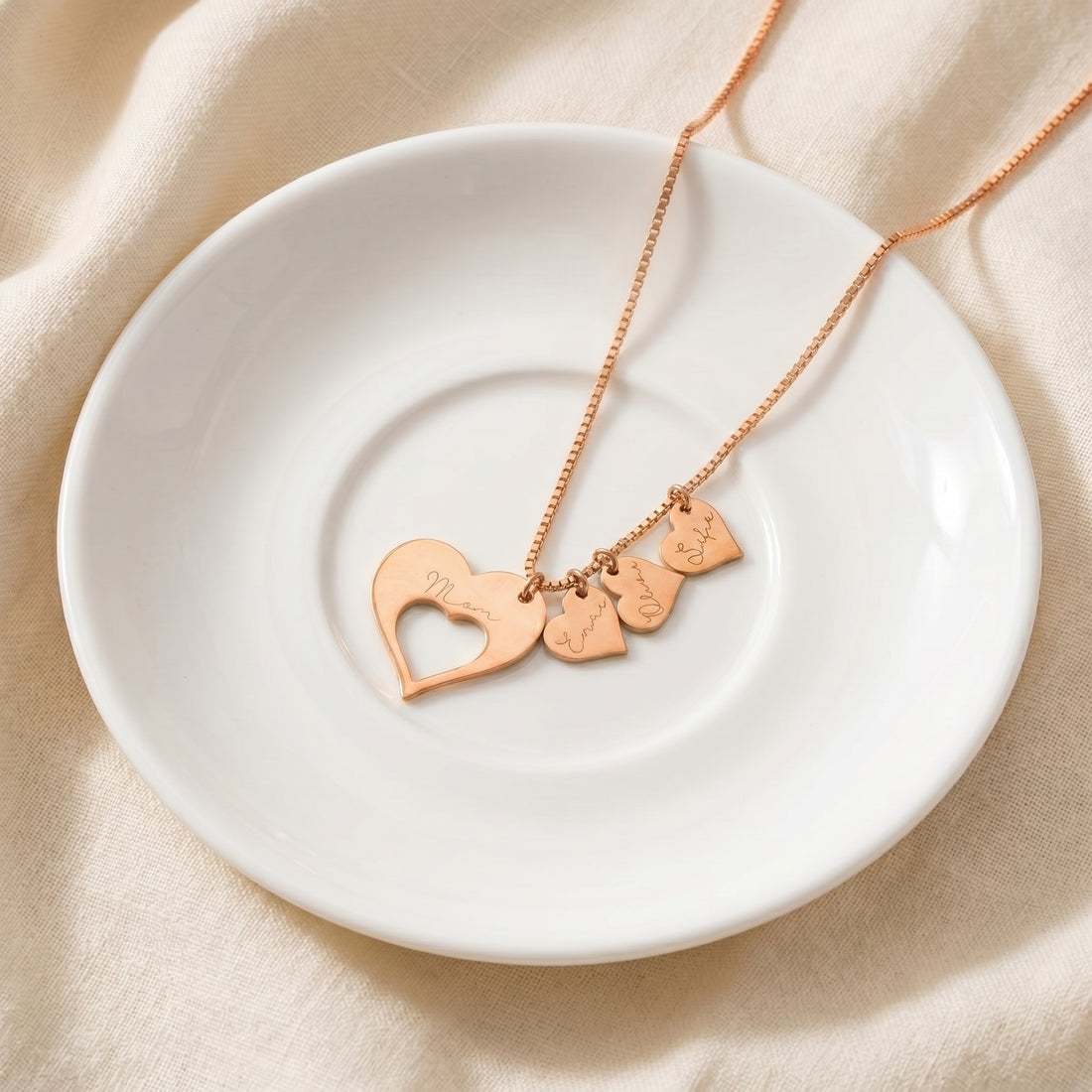 Kişiye Özel Kalpli Anne ve Çocuk İsim Kolyesi LuvianaJewelry
