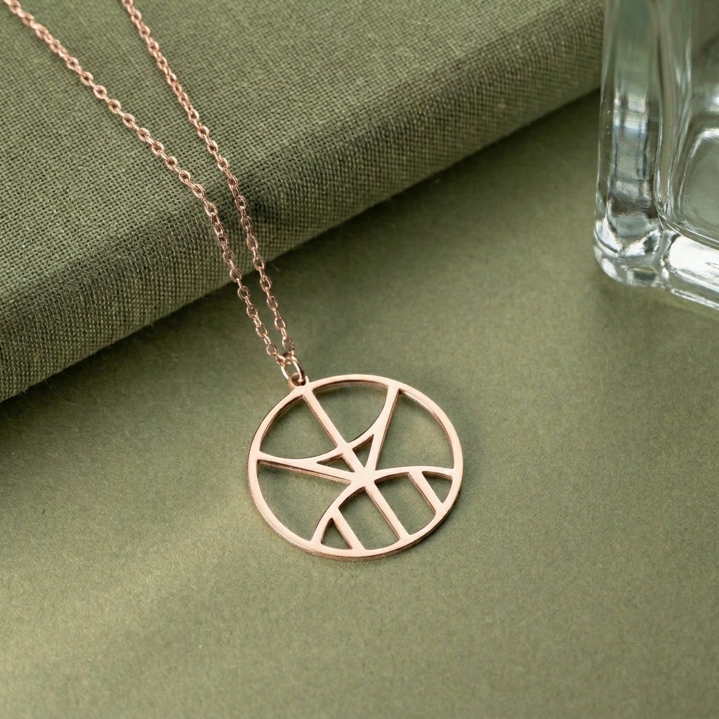 Minimalist Geometrik Logolu İsme Özel Tasarım Gümüş Kolye LuvianaJewelry