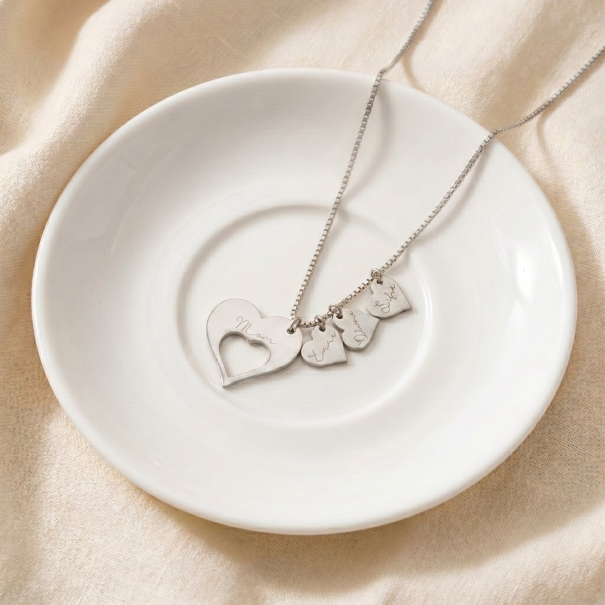 Kişiye Özel Kalpli Anne ve Çocuk İsim Kolyesi LuvianaJewelry