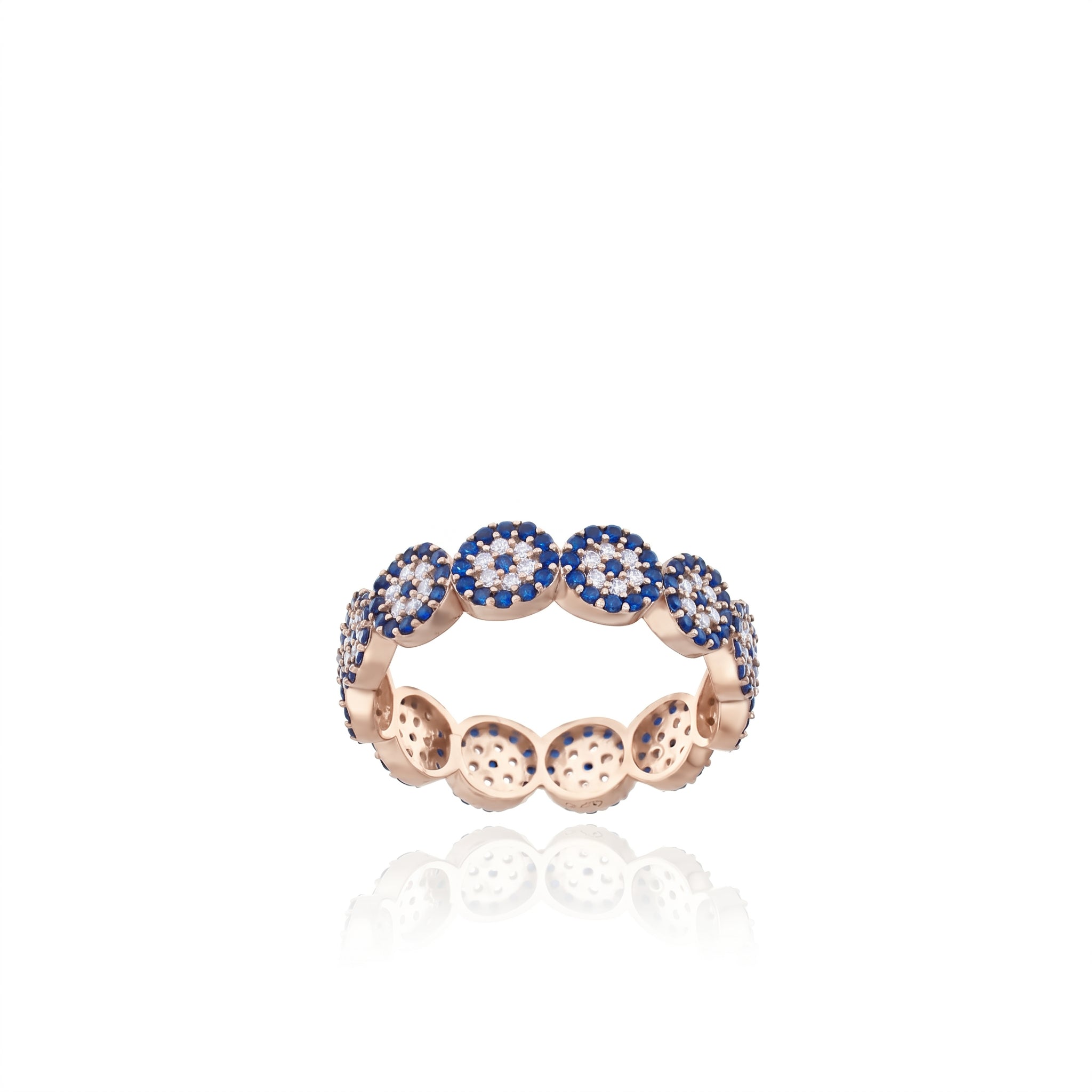 Sıralı Nazar Boncuklu Yüzük | 14 Ayar Altın Kaplama LuvianaJewelry