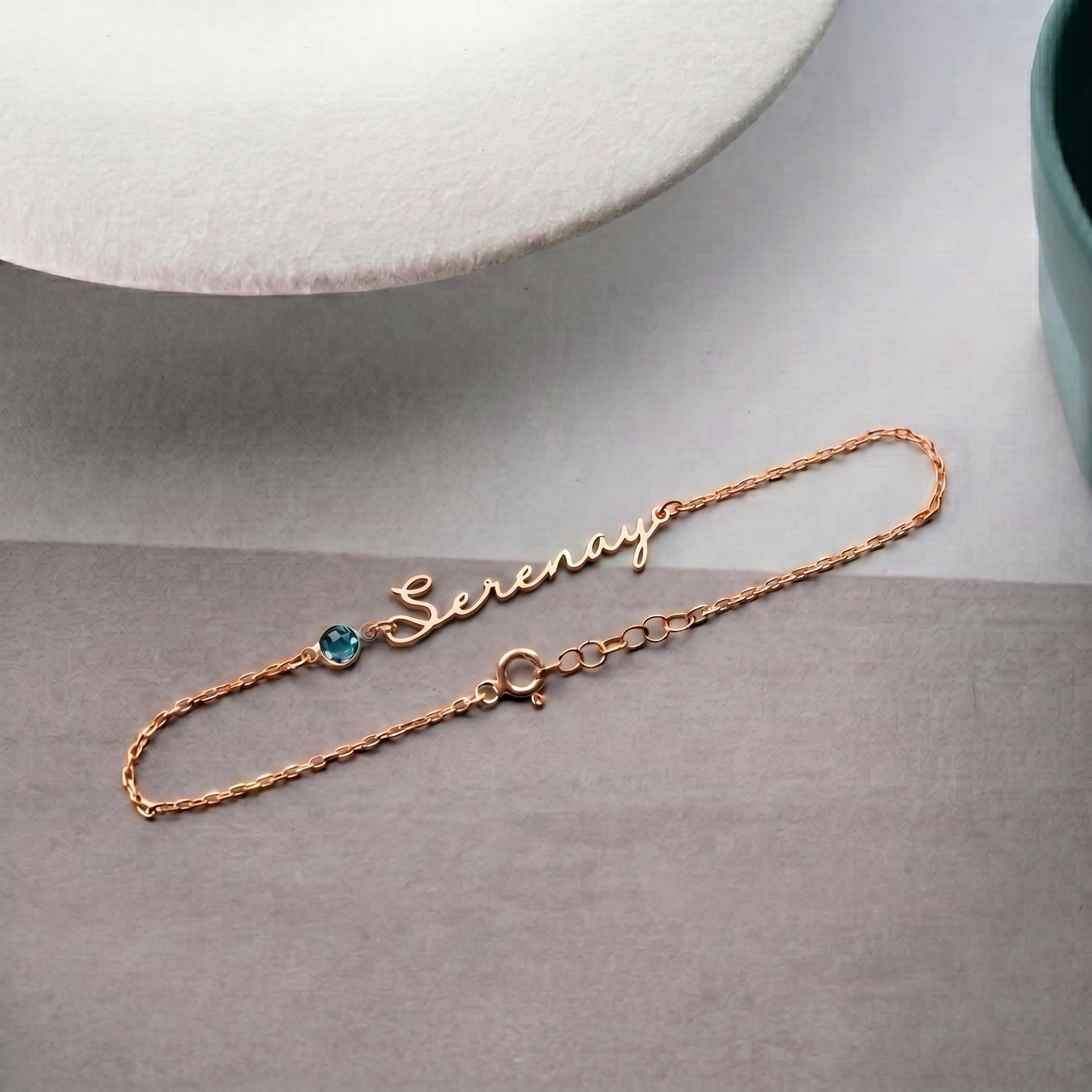 Kişiye Özel İsimli ve Doğum Taşlı 925 Ayar Gümüş Bileklik LuvianaJewelry