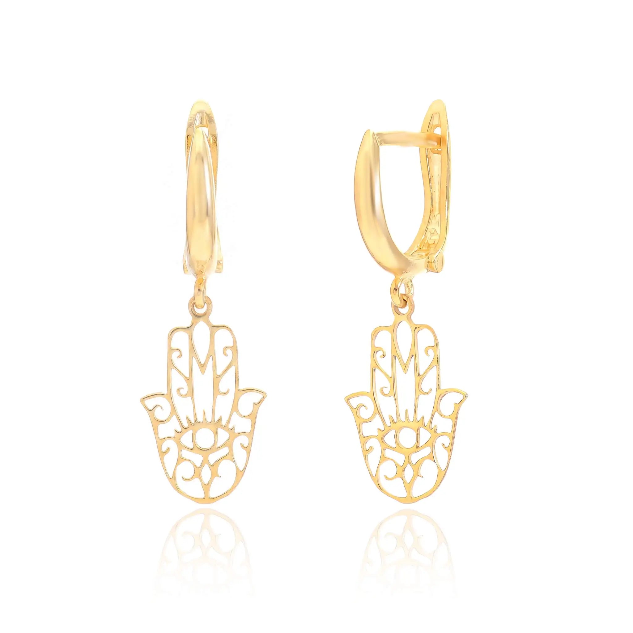 925 Ayar Gümüş Hamsa (Fatma Ana'nın Eli) Sallantılı Küpe LuvianaJewelry