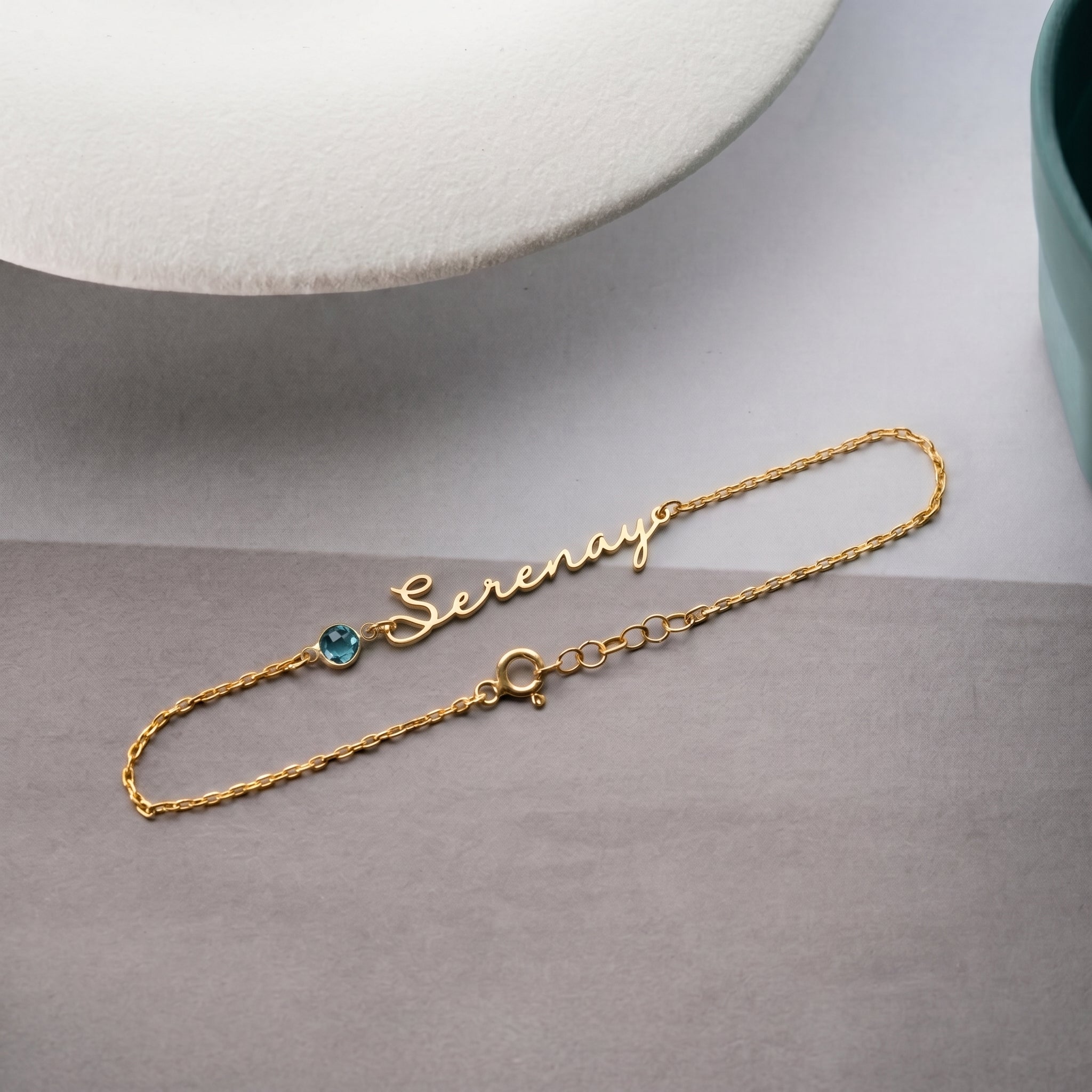Kişiye Özel İsimli ve Doğum Taşlı 925 Ayar Gümüş Bileklik LuvianaJewelry
