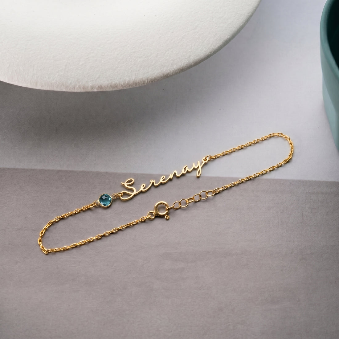 Kişiye Özel İsimli ve Doğum Taşlı 925 Ayar Gümüş Bileklik LuvianaJewelry